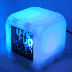 A Gif showcasing some of the alarm color feature of green, red, blue.