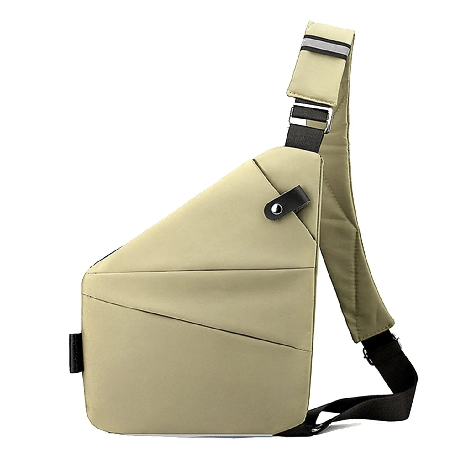 Khaki Beige waterproof men's chest bag with crossbody strap shown on white background
