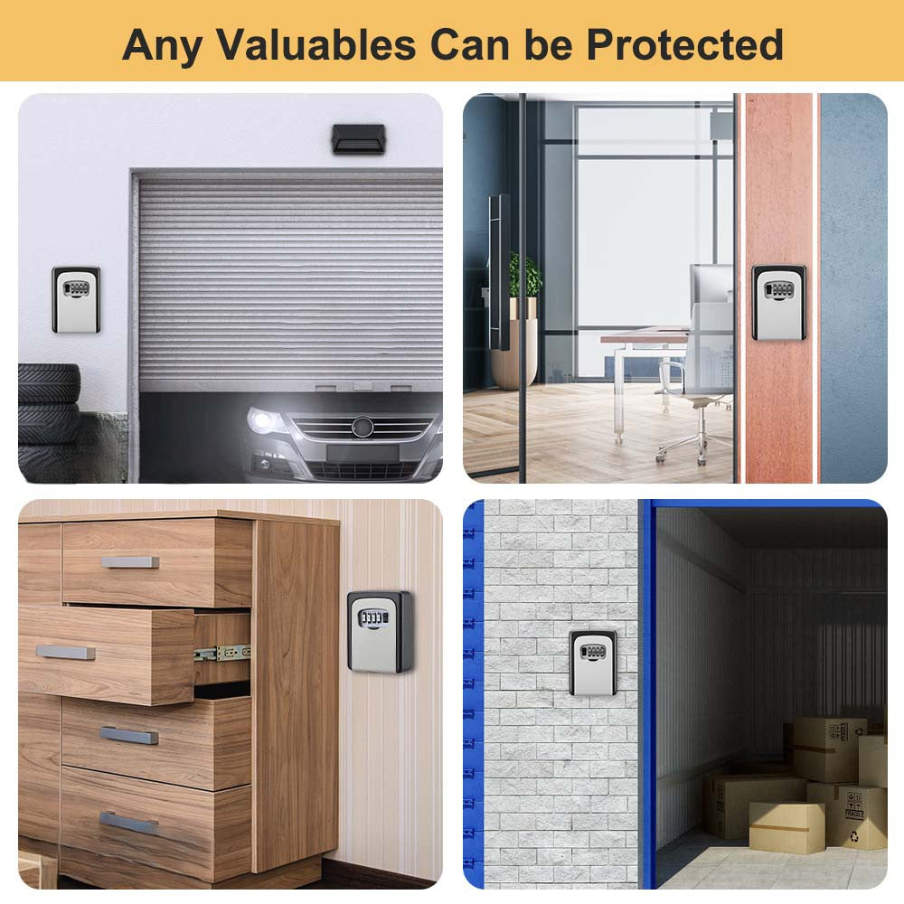 Wall-Mounted Key Lock Box – Zinc Alloy, 4-Digit Combination, Weather-Resistant