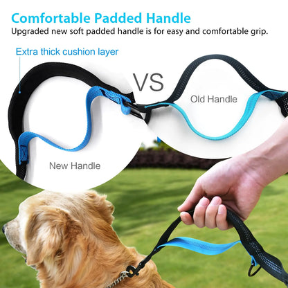Comparison of new and old dog leash handles with extra padded comfort