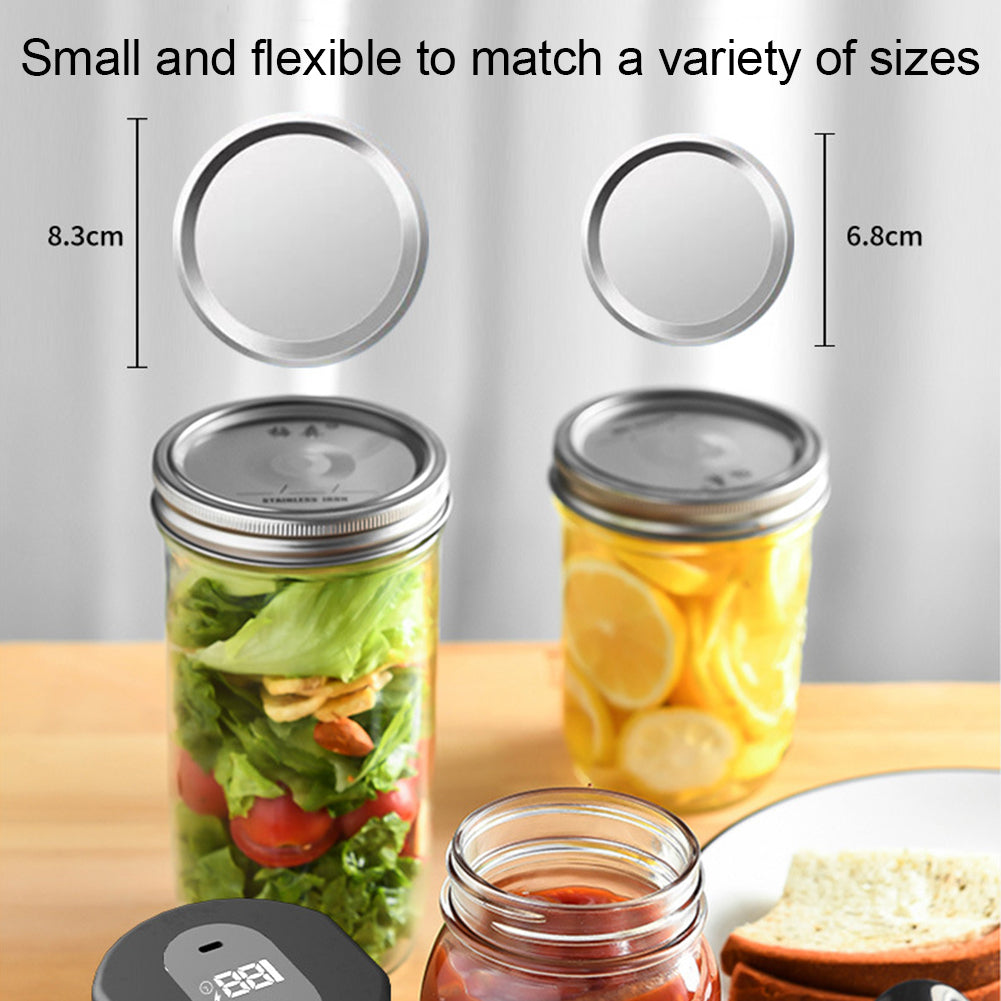 Regular and wide-mouth jar lid sizes labeled 6.8 cm and 8.3 cm for compatibility