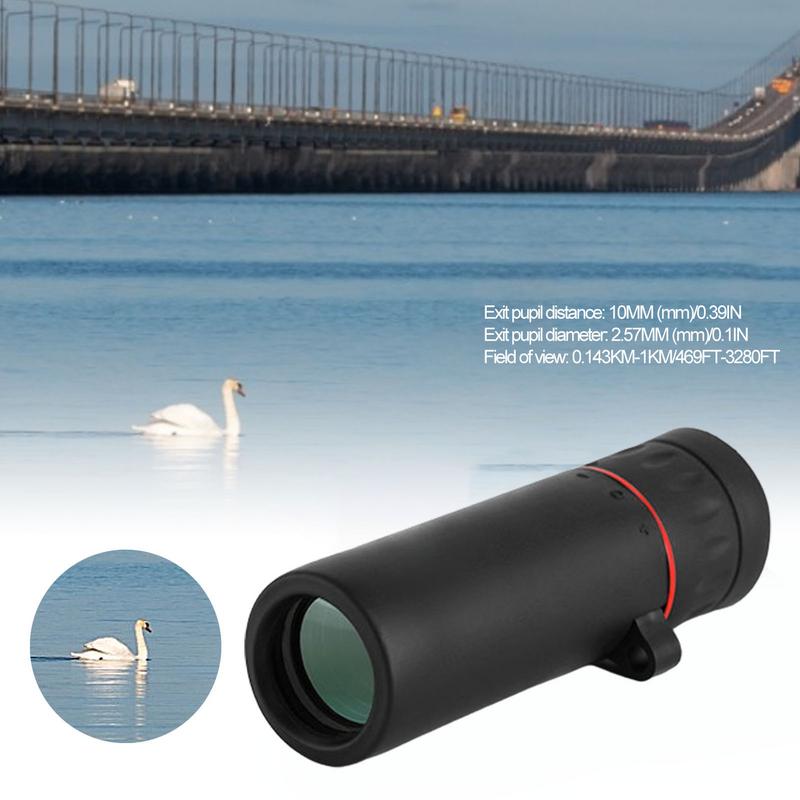 30x25 monocular telescope with a swan in view, demonstrating long-range clarity and sharp field of view