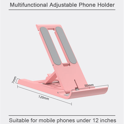 Pink adjustable phone holder with measurement labels and silicone pads