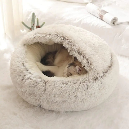 Round Cat Bed - Plush Nest for Small Dogs & Cats