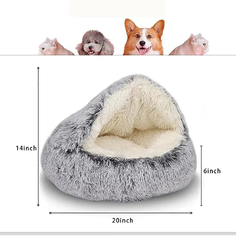 Round Cat Bed - Plush Nest for Small Dogs & Cats