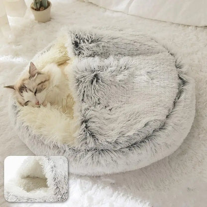 Round Cat Bed - Plush Nest for Small Dogs & Cats