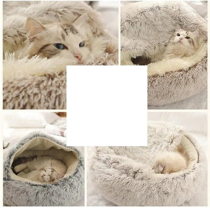 Round Cat Bed - Plush Nest for Small Dogs & Cats