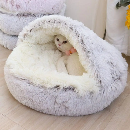 Round Cat Bed - Plush Nest for Small Dogs & Cats