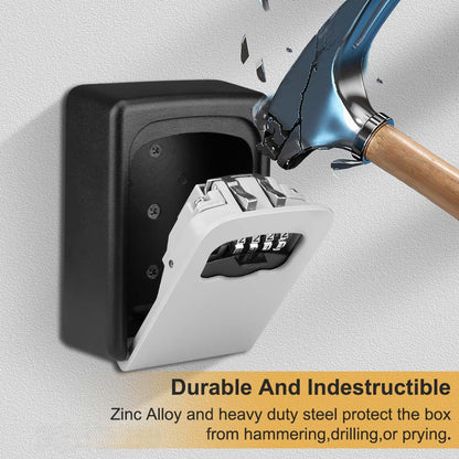 Wall-Mounted Key Lock Box – Zinc Alloy, 4-Digit Combination, Weather-Resistant