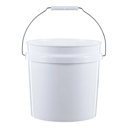 White bucket with a handle up on a white background