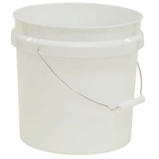 White plastic bucket with a handle on a white background
