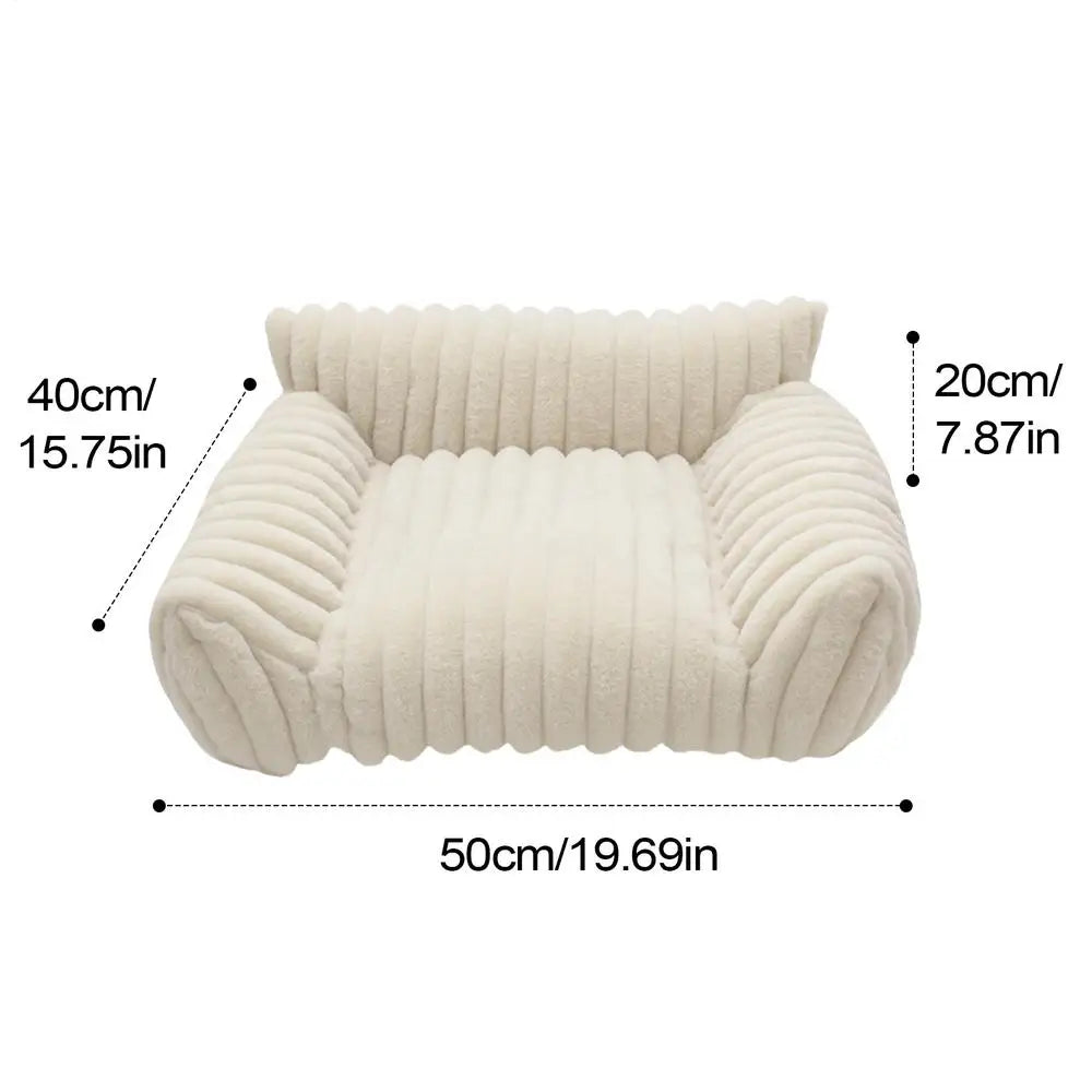 Measurement chart of a textured white chair with dimensions labeled.