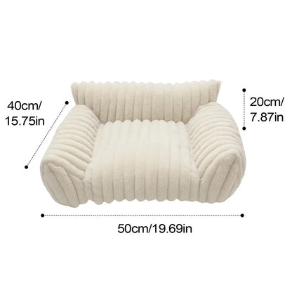 Measurement chart of a textured white chair with dimensions labeled.
