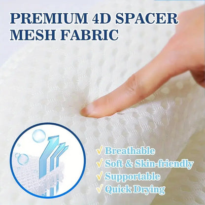 Close-up of breathable 4D spacer mesh fabric showing soft, quick-dry texture