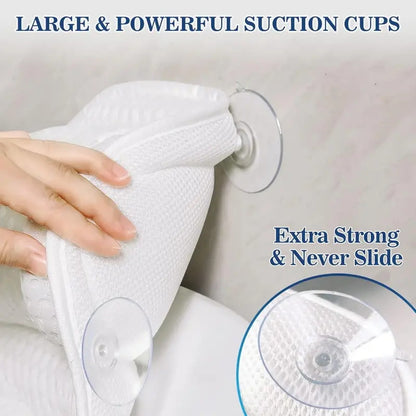  Close-up of large non-slip suction cups on the back of the bath pillow.