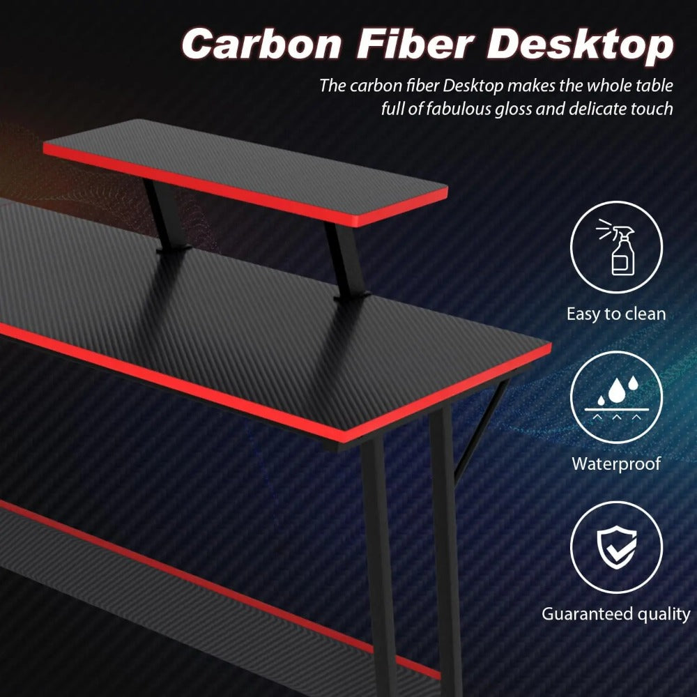 Detail of carbon fiber desktop with waterproof and easy-to-clean surface.