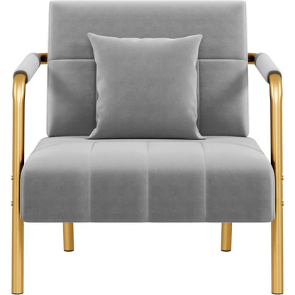 Velvet Accent Chair - Modern Glam Armchair with Gold Frame