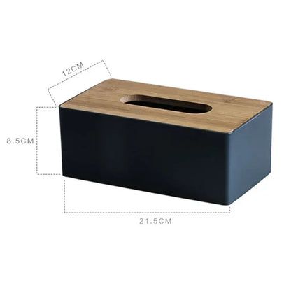 tissue box size 21.5 x 12 x 8.5 cm with bamboo lid