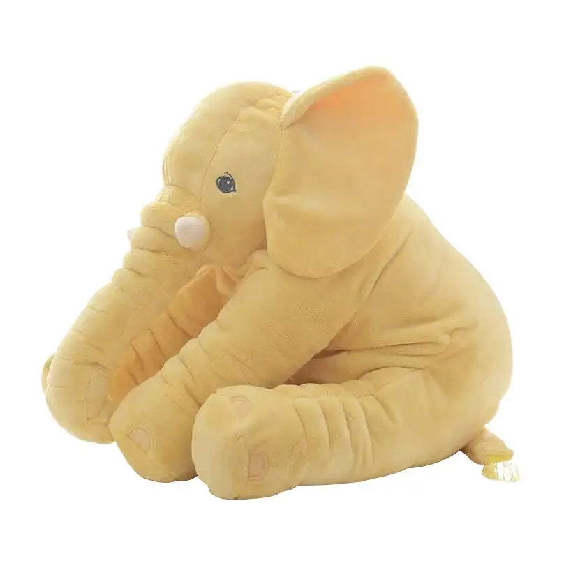 Yellow elephant plush toy with round body and large ears